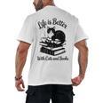Life Is Better With Cats & Books Tuxedo Cat Mom Women Men's Back Print T-Shirt