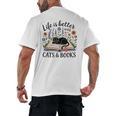 Life Is Better With Cats And Books Men's Back Print T-Shirt Life Is Better With Cats And Books Men's Back Print T-Shirt