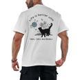 Life Is Better With Yarn Cats And Books Men's Back Print T-Shirt