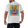 Love Reading And Giraffes Cute Giraffe Reading Book Lovers Men's Back Print T-Shirt