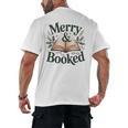 Merry And Booked Holiday Reading Winter Book Lover Premium Tri-Blend Men's Back Print T-Shirt