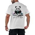 Panda Reading Chapter Books Men's Back Print T-Shirt Panda Reading Chapter Books Men's Back Print T-Shirt