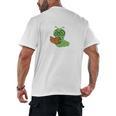 Professional Bookworm Reading Lover Cute Worm Glasses Book Men's Back Print T-Shirt