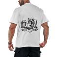 Raccoon Reading A Book Vintage Trash Reader Men's Back Print T-Shirt