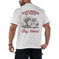 Read Books Be Kind Stay Weird Bookish Cowboy Reading Raccoon Men's Back Print T-Shirt Read Books Be Kind Stay Weird Bookish Cowboy Reading Raccoon Men's Back Print T-Shirt