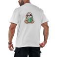 I Read Past My Bedtime Reading Sloth Book Lover Men's Back Print T-Shirt