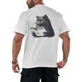 Reading Cat Cat Book Lover Men's Back Print T-Shirt Reading Cat Cat Book Lover Men's Back Print T-Shirt