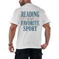 Reading Is My Favorite Sport Literary Book Lover Typography Men's Back Print T-Shirt