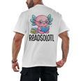 Readsolotl Cute Axolotl Reading Book Kawaii Pink Aesthetic Men's Back Print T-Shirt Readsolotl Cute Axolotl Reading Book Kawaii Pink Aesthetic Men's Back Print T-Shirt