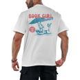 Retro Book Girl Summer Beach Vacation For Book Lover Men's Back Print T-Shirt
