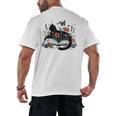 Retro Cute Cat Floral Book Librarian Vintage Floral Cat Book Men's Back Print T-Shirt Retro Cute Cat Floral Book Librarian Vintage Floral Cat Book Men's Back Print T-Shirt
