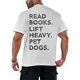 Retro Gym Book Lover Read Books Lift Heavy Pet Dogs Men's Back Print T-Shirt Retro Gym Book Lover Read Books Lift Heavy Pet Dogs Men's Back Print T-Shirt