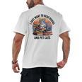 Retro I Just Want To Read Books And Pet Cats Cat Men's Back Print T-Shirt Retro I Just Want To Read Books And Pet Cats Cat Men's Back Print T-Shirt