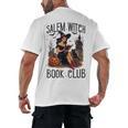 Salem Witch Book Club Bookish Retro Halloween Cat Men's Back Print T-Shirt Salem Witch Book Club Bookish Retro Halloween Cat Men's Back Print T-Shirt