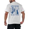 Sarcastic Anti Social Book Club Cat Skull Book Lover Men's Back Print T-Shirt