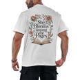 She Blooms Among The Pages Women Mom Wife Floral Book Lover Premium Tri-Blend Men's Back Print T-Shirt She Blooms Among The Pages Women Mom Wife Floral Book Lover Premium Tri-Blend Men's Back Print T-Shirt