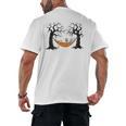 Skeleton Reading Book In Hammock Halloween Reader Men's Back Print T-Shirt