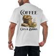 Sleeping Cat And Books With Coffee Lover Men's Back Print T-Shirt Sleeping Cat And Books With Coffee Lover Men's Back Print T-Shirt