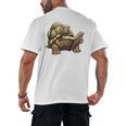 Sulcata Tortoise Reading A Book Men's Back Print T-Shirt Sulcata Tortoise Reading A Book Men's Back Print T-Shirt