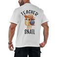 Teacher Snail With Glasses On Books Cute Pre-K Kindergarten Men's Back Print T-Shirt