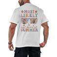 Teacher Summer Break Most Likely To Read Books All Summer Men's Back Print T-Shirt Teacher Summer Break Most Likely To Read Books All Summer Men's Back Print T-Shirt