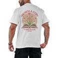 Unearth a Story 2026 Summer Reading Program Flowers Book Premium Tri-Blend Men's Back Print T-Shirt