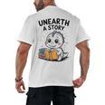 Unearth a Story Cute Dinosaur Summer Reading 2026 Dino Book Men's Back Print T-Shirt