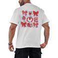 Valentine Teacher Coquette Bow Pencil Heart Book Girl Women Men's Back Print T-Shirt Valentine Teacher Coquette Bow Pencil Heart Book Girl Women Men's Back Print T-Shirt