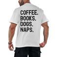 Vintage Coffee Books Dogs Naps Retro Men's Back Print T-Shirt Vintage Coffee Books Dogs Naps Retro Men's Back Print T-Shirt