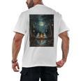 Vintage Ghost Book Reading Camping Gothic Halloween Teachers Men's Back Print T-Shirt