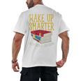 Wake Up Smarter Librarian Book Stack Premium Tri-Blend Men's Back Print T-Shirt