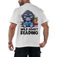 Wild About Reading Book Lover Gorilla Men's Back Print T-Shirt