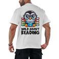 Wild About Reading Book Lover Penguin Men's Back Print T-Shirt Wild About Reading Book Lover Penguin Men's Back Print T-Shirt