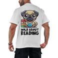Wild About Reading Book Lover Pug Dog Men's Back Print T-Shirt Wild About Reading Book Lover Pug Dog Men's Back Print T-Shirt