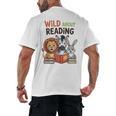 Wild About Reading Zoo Animals For Bookworm Book Reader Men's Back Print T-Shirt