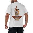Woman And Books Stack Afro Girl Book Lover Men's Back Print T-Shirt Woman And Books Stack Afro Girl Book Lover Men's Back Print T-Shirt