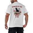 Women's Cat Books Romantic Floral Aesthetic Book Lover Cat Owner Men's Back Print T-Shirt
