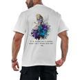 Women's Vintage Book Quote It’s No Use Going Back To Yesterday Men's Back Print T-Shirt