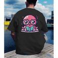 Adorable Book Lover Octopus With Reading Glasses Cute Men's Back Print T-Shirt