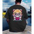 Adorable Book Lover Persian Cat With Reading Glasses Cute Men's Back Print T-Shirt Adorable Book Lover Persian Cat With Reading Glasses Cute Men's Back Print T-Shirt