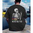 Never Better Skeleton Read Reading Book Librarian Men Women Men's Back Print T-Shirt