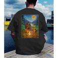 Bigfoot And Alien Reading Books Campfire Halloween Men's Back Print T-Shirt Bigfoot And Alien Reading Books Campfire Halloween Men's Back Print T-Shirt