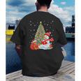 Book Christmas Tree Bookworm Gingerbread Man Snowman Reading Men's Back Print T-Shirt