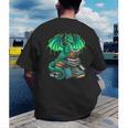 Book Dragon Reading Fantasy Men's Back Print T-Shirt