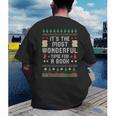 Book Lover Christmas Reader Ugly Sweater Tee Xmas New Year Men's Back Print T-Shirt