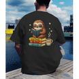 Book Lover Sloth Reading Bookish Library Read Books Be Kind Men's Back Print T-Shirt