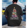 All Booked For Christmas Book Christmas Tree Lights Men's Back Print T-Shirt All Booked For Christmas Book Christmas Tree Lights Men's Back Print T-Shirt