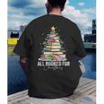 All Booked For Christmas Coquette Books Teacher Xmas Tree Men's Back Print T-Shirt All Booked For Christmas Coquette Books Teacher Xmas Tree Men's Back Print T-Shirt
