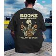 Books Make Me Happy Skeleton Read Reading Librarian Book Men's Back Print T-Shirt