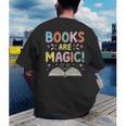 Books Are Magic Whimsical Retro Bookworm Men's Back Print T-Shirt